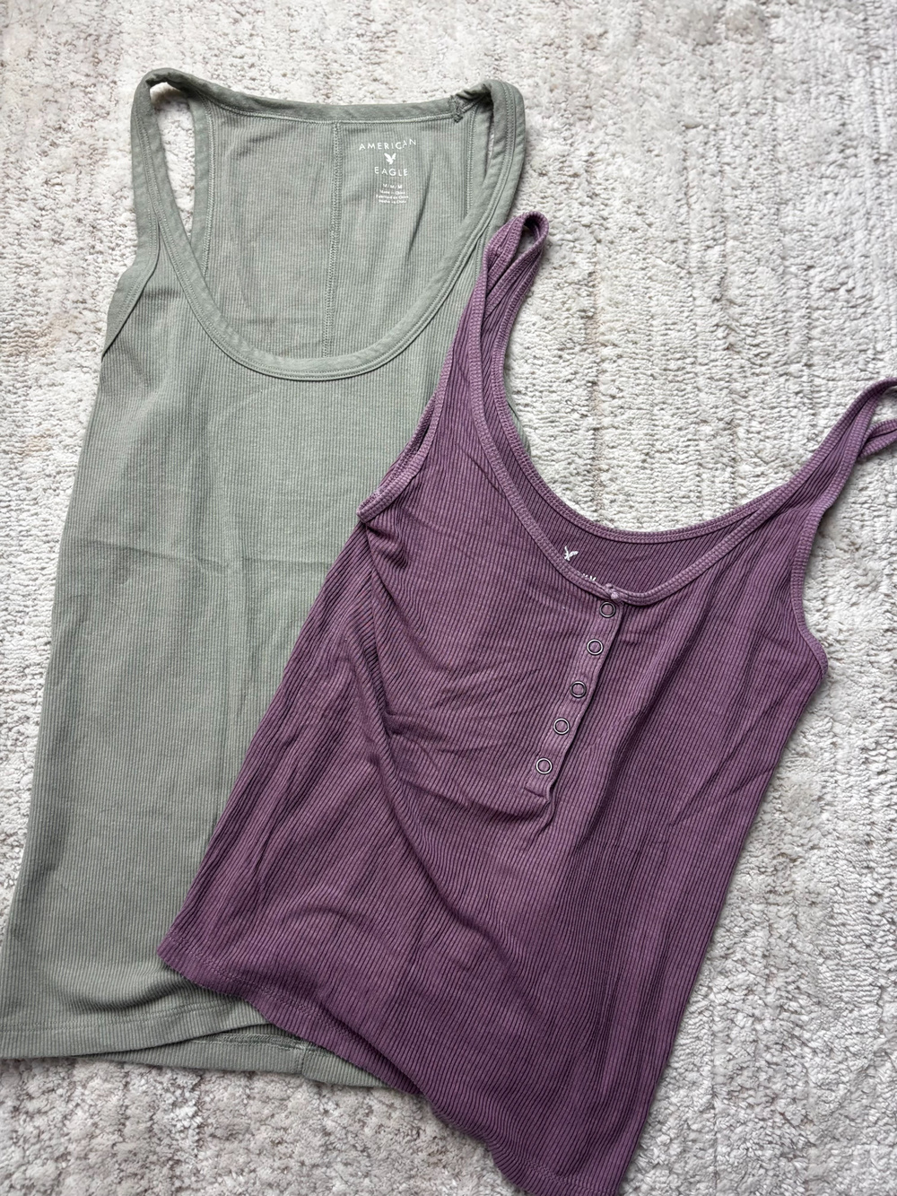 American Eagle Ribbed Tank Tops Soft And Sexy Size S/M Purple Green Bundle